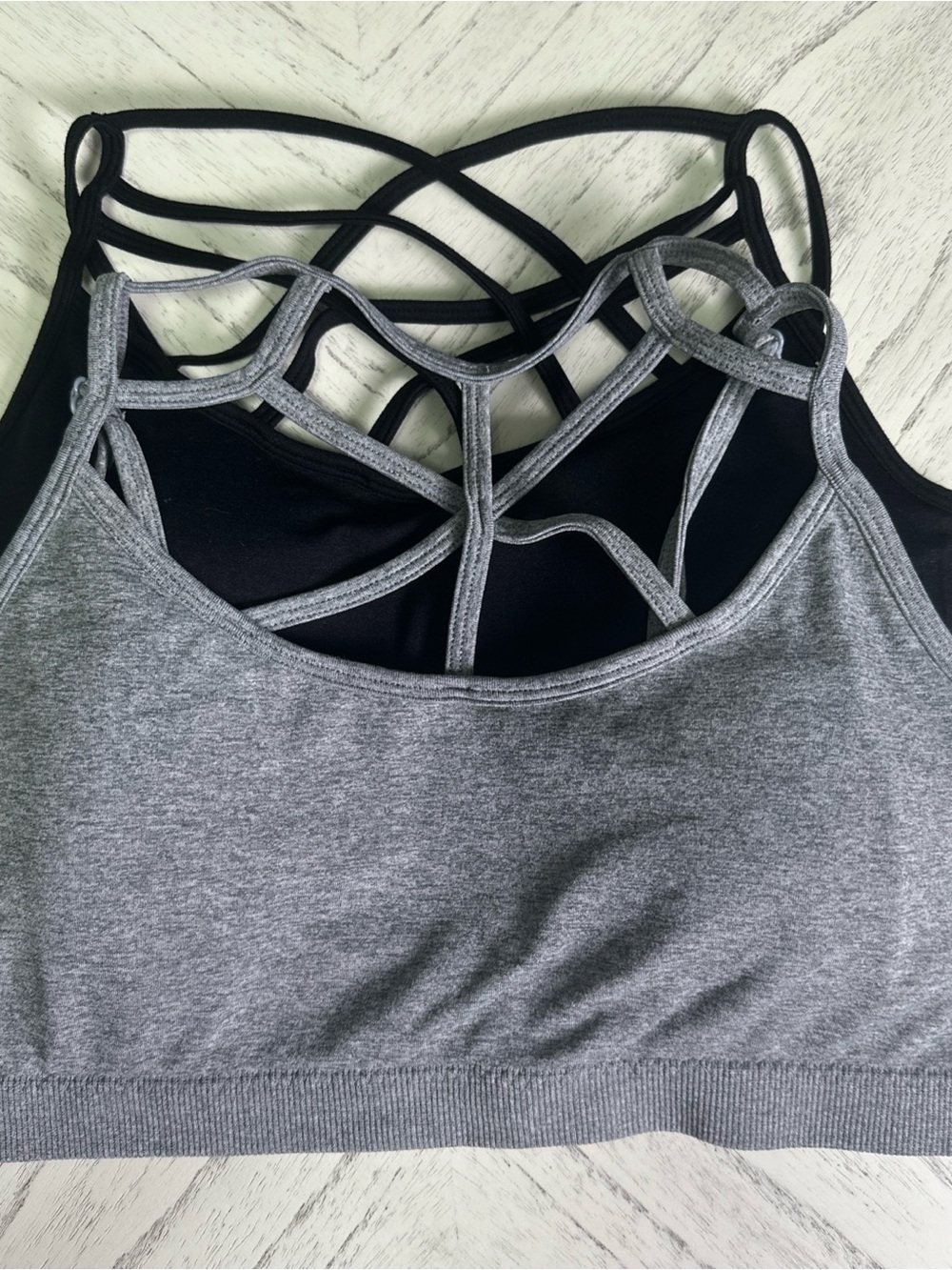 Zena Outfitters Women’s Strappy Bralette - Gray & Black Set of 2